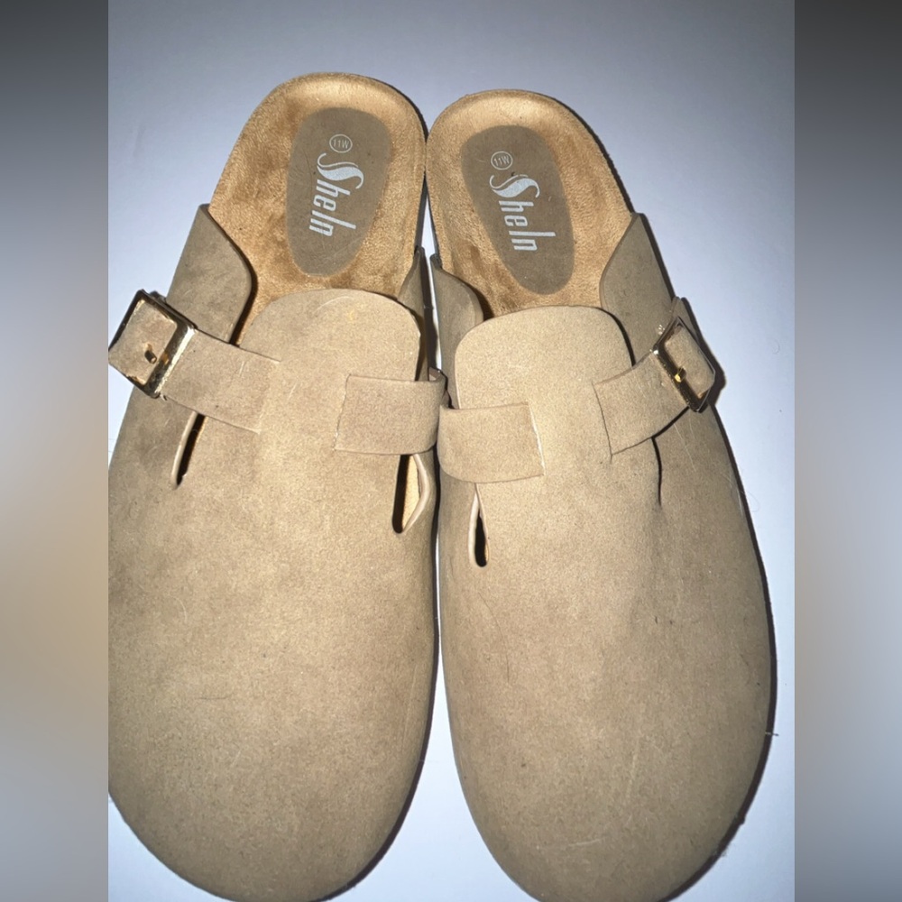 SHEIN Tan Suede Slip-On clogs